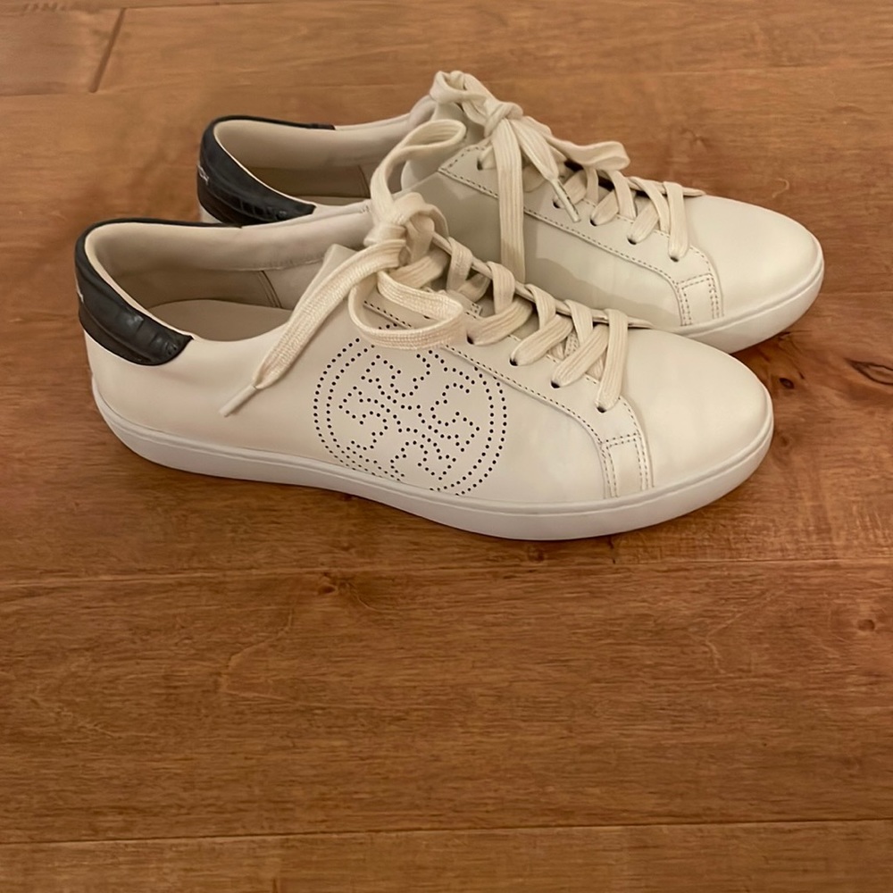 Tory Burch White and Black Sneakers